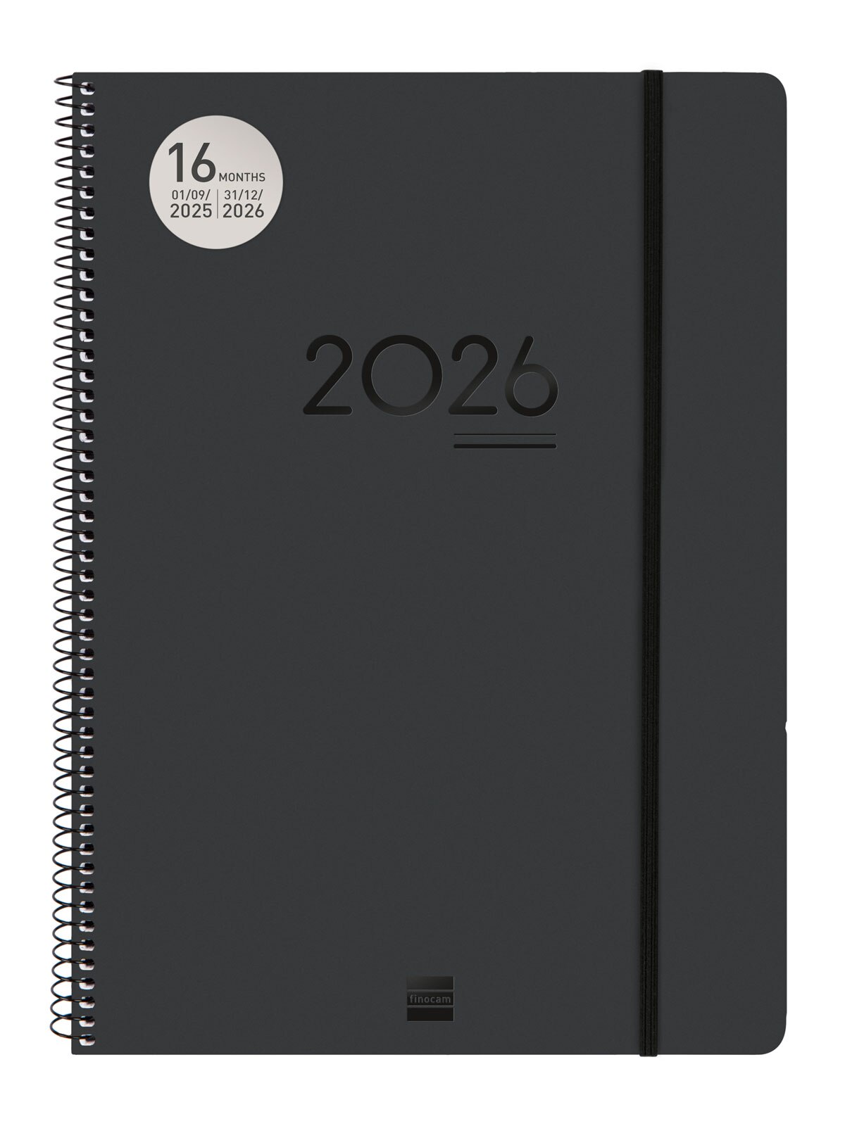 Agenda 16 meses septiembre 2025-diciembre 2026 Ikon E40-210x297 mm semana vista vertical Finocam negro internacional multilingüe Negro-2