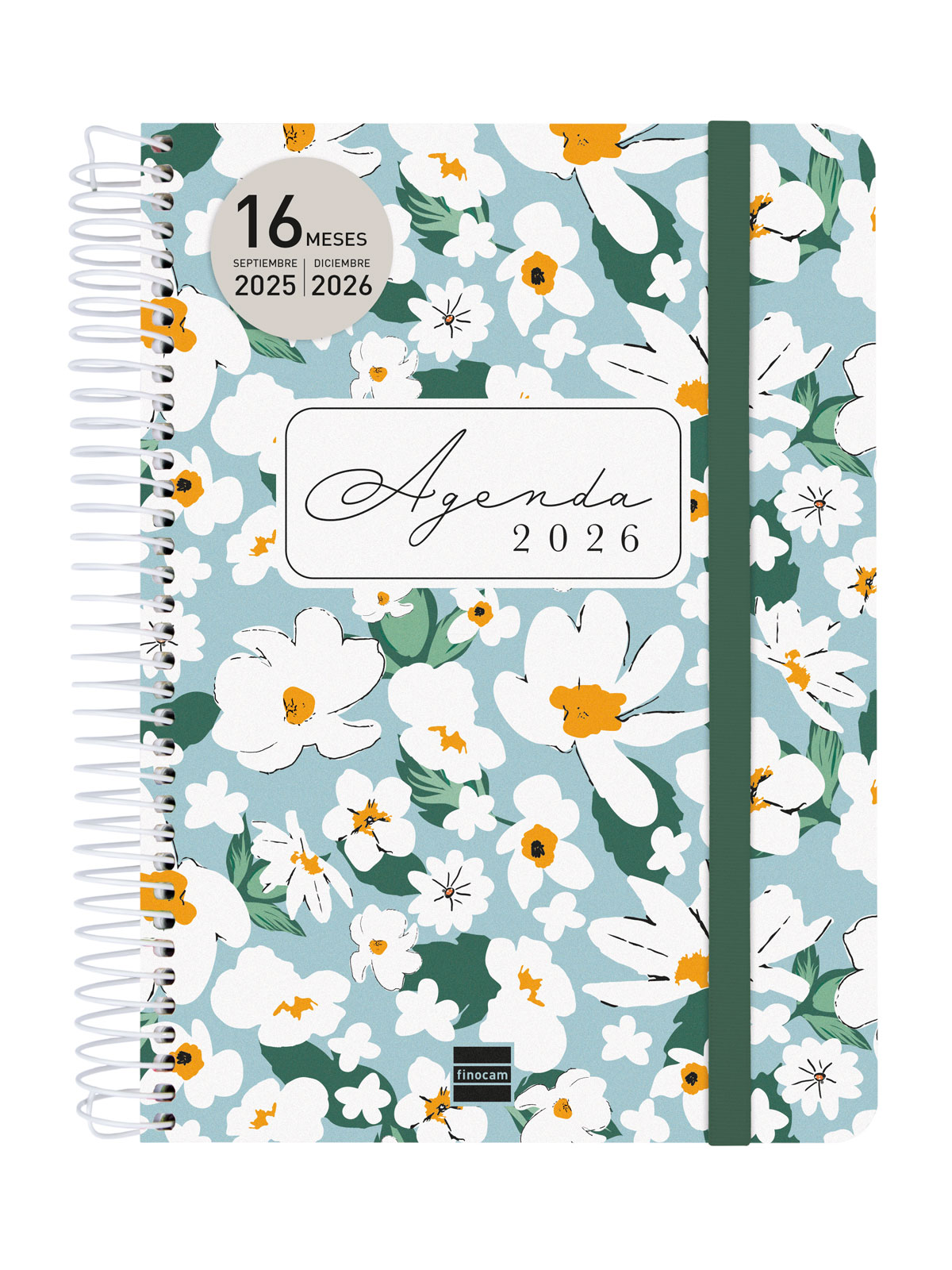 Agenda 16 meses septiembre 2025-diciembre 2026 Cloe E10-155x212 mm semana vista horizontal Finocam verde Verde-2