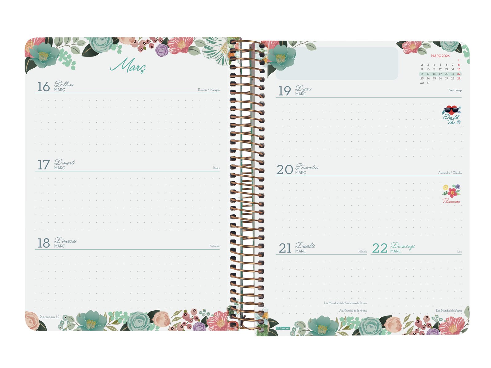 Agenda 16 meses septiembre 2025-diciembre 2026 Cloe E10-155x212 mm semana vista horizontal Finocam azul catalán Azul-6