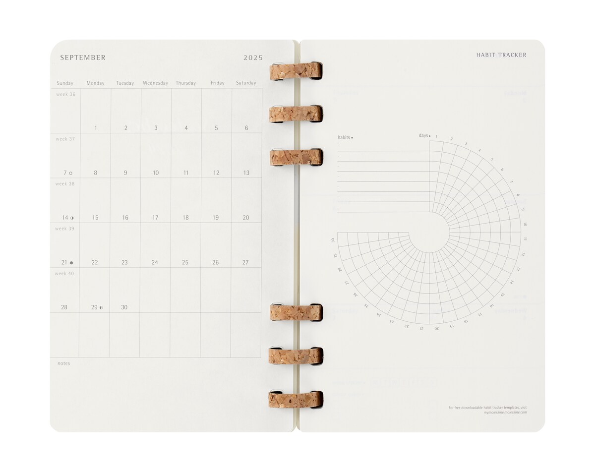 Agenda Académica 18 Meses 2025-26 Moleskine Espiral A5 Preto 5