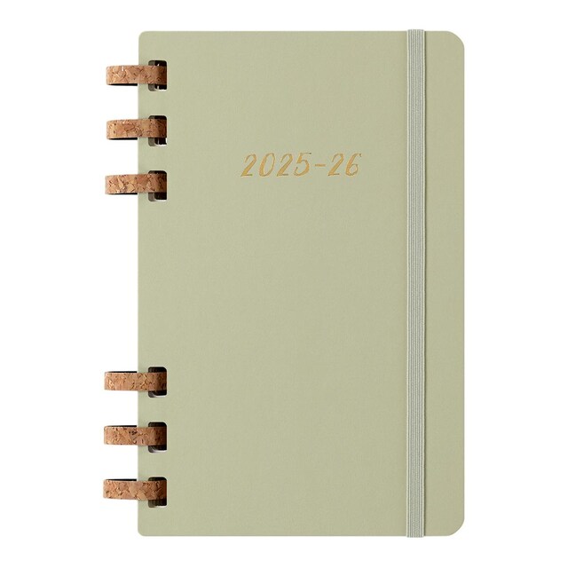 Imagem 0 de Agenda espiral grande académica de julho de 2025 a junho de 2026, vista semanal e mensal, capa dura Moleskine verde kiwi  em inglês