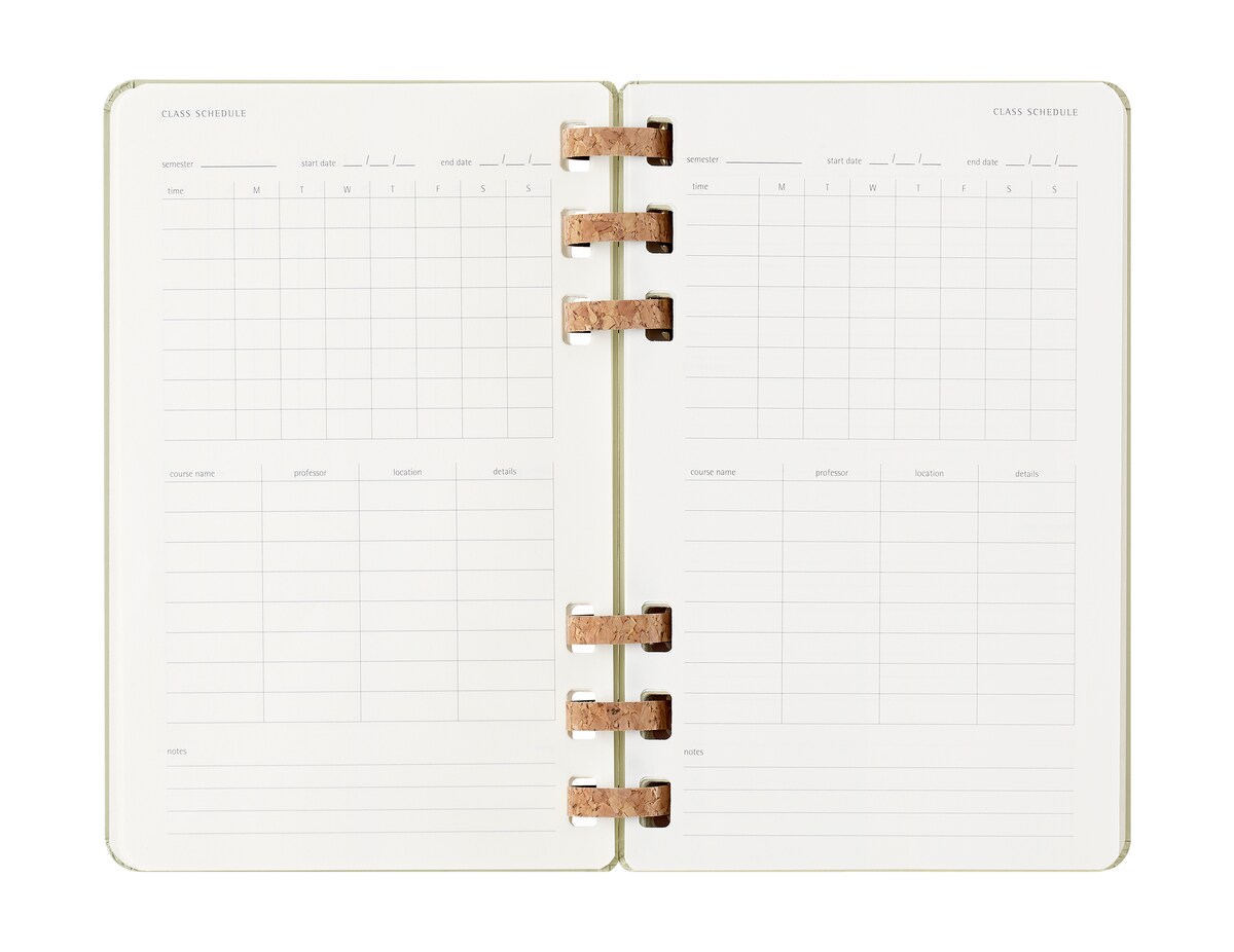 Agenda espiral grande académica de julho de 2025 a junho de 2026, vista semanal e mensal, capa dura Moleskine verde kiwi  em inglês 2