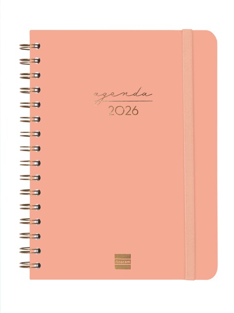 Imagen 0 de Agenda espiral doble año 2026 Trendy Alma E10-155x212 mm Semana Vista Vertical Finocam coral internacional multilingüe