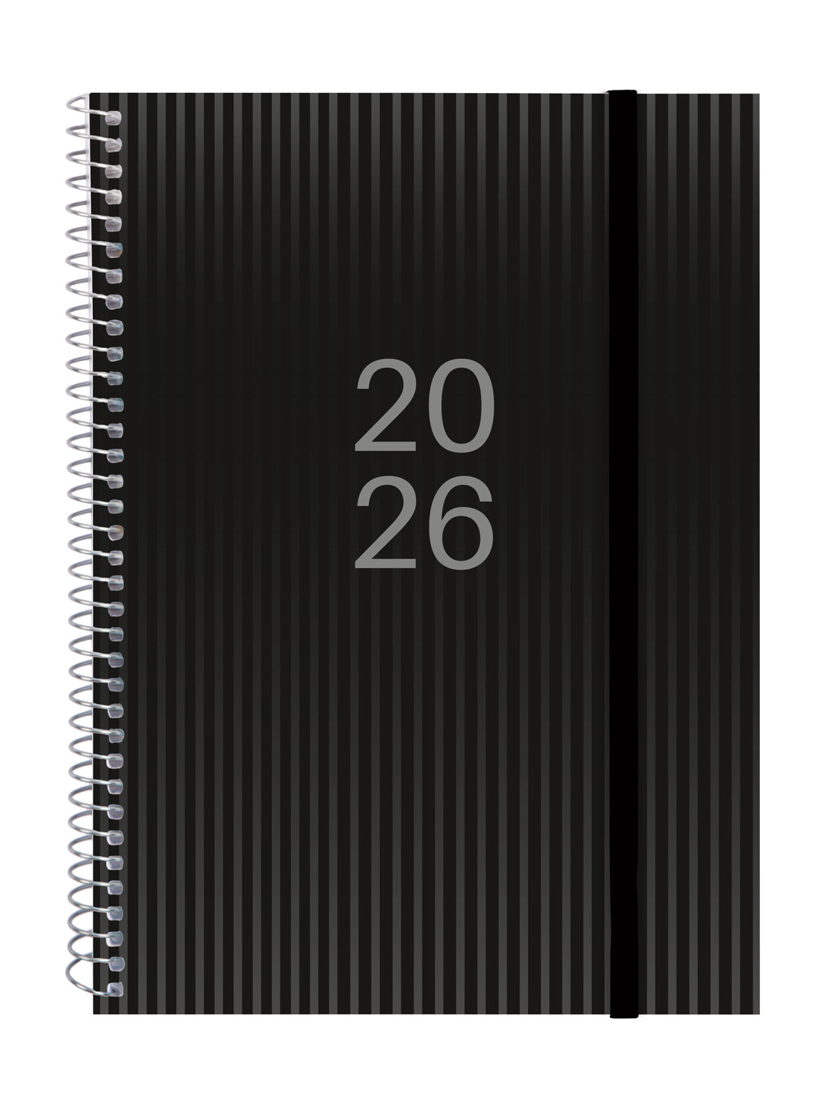 Agenda espiral año 2026 E10-155x212 mm Semana Vista Horizontal Finocam Rosa castellano Negro-1
