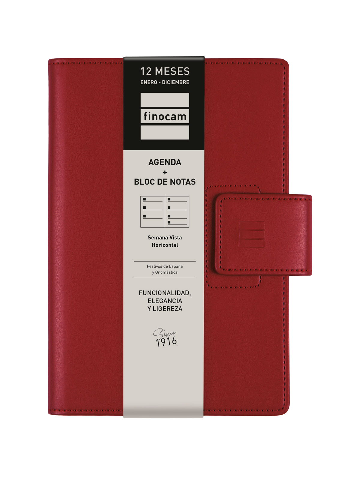 Agenda espiral con sobrecubierta y bloc de notas año 2026 Duouno E5-117x181 mm Semana Vista Horizontal Finocam burdeos castellano Burdeos-7
