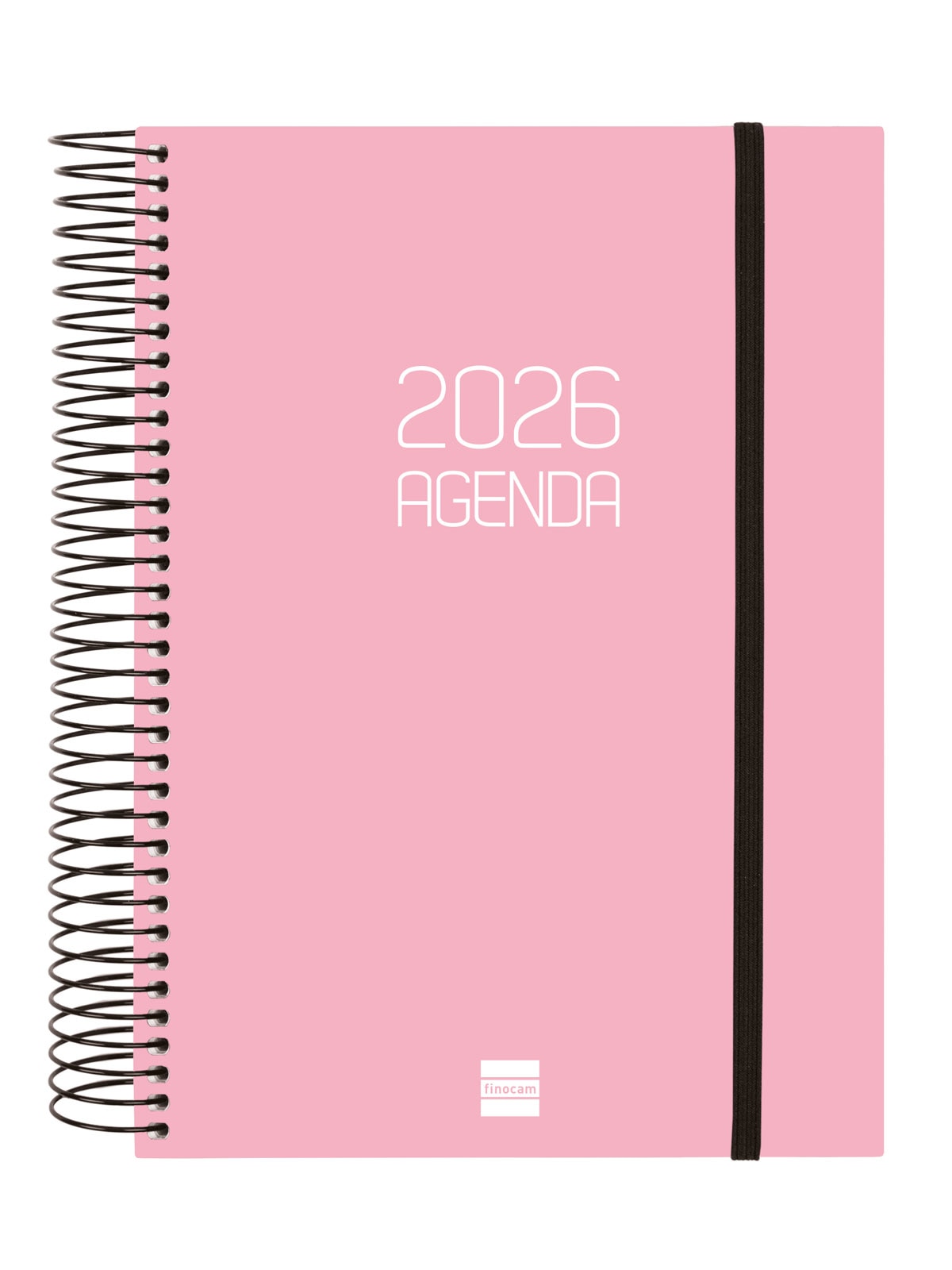 Agenda año 2026 Espiral Basics Opaque E10-155x212 mm 1 Día Página Finocam rosa castellano 1