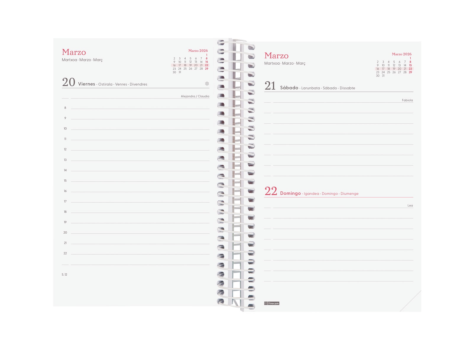 Agenda año 2026 Espiral Trendy Design Collection E5-117x181 mm 1 Día Página Ahora Finocam multicolor castellano multilingüe 4