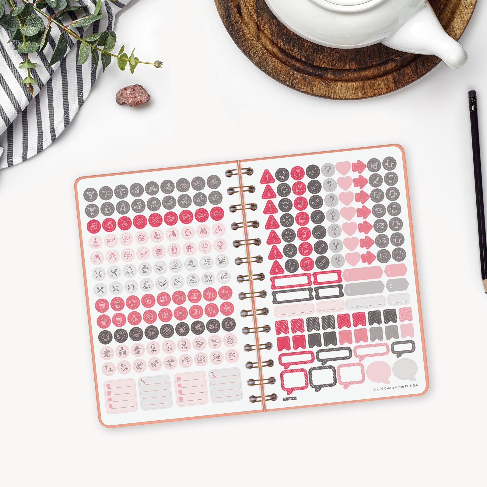 Agenda espiral doble año 2026 Trendy Alma E5-117x181 mm Semana Vista Horizontal Finocam coral castellano multilingüe Coral-4