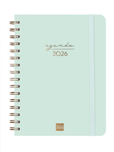 Imagen 0 de Agenda espiral doble año 2026 Trendy Alma E10-155x212 mm Semana Vista Horizontal Finocam menta castellano multilingüe