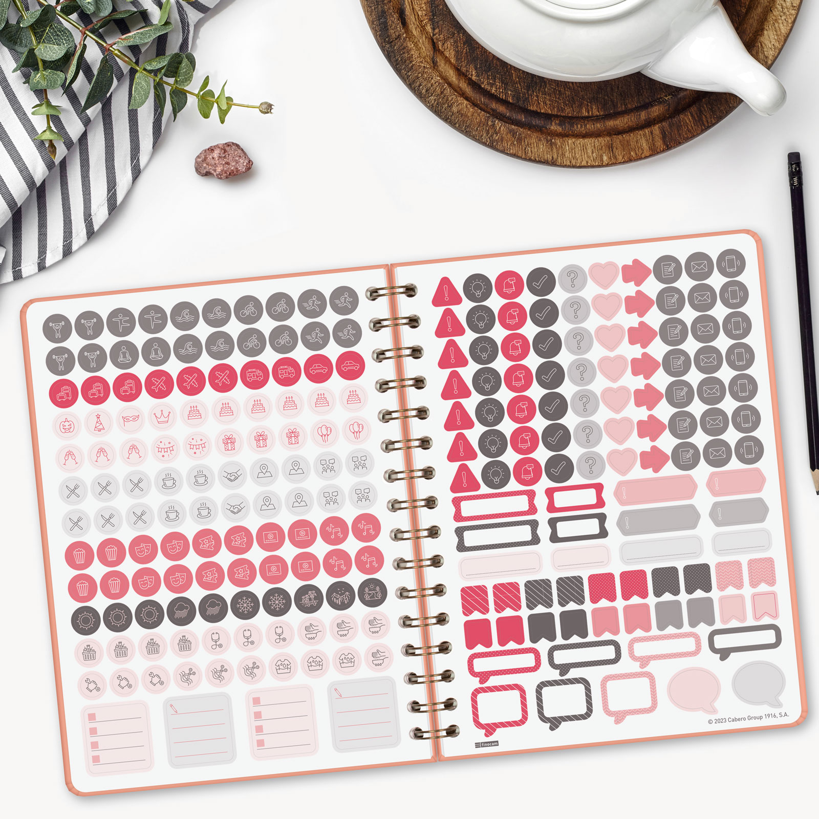 Agenda espiral doble año 2026 Trendy Alma E10-155x212 mm Semana Vista Horizontal Finocam coral castellano multilingüe Coral-4