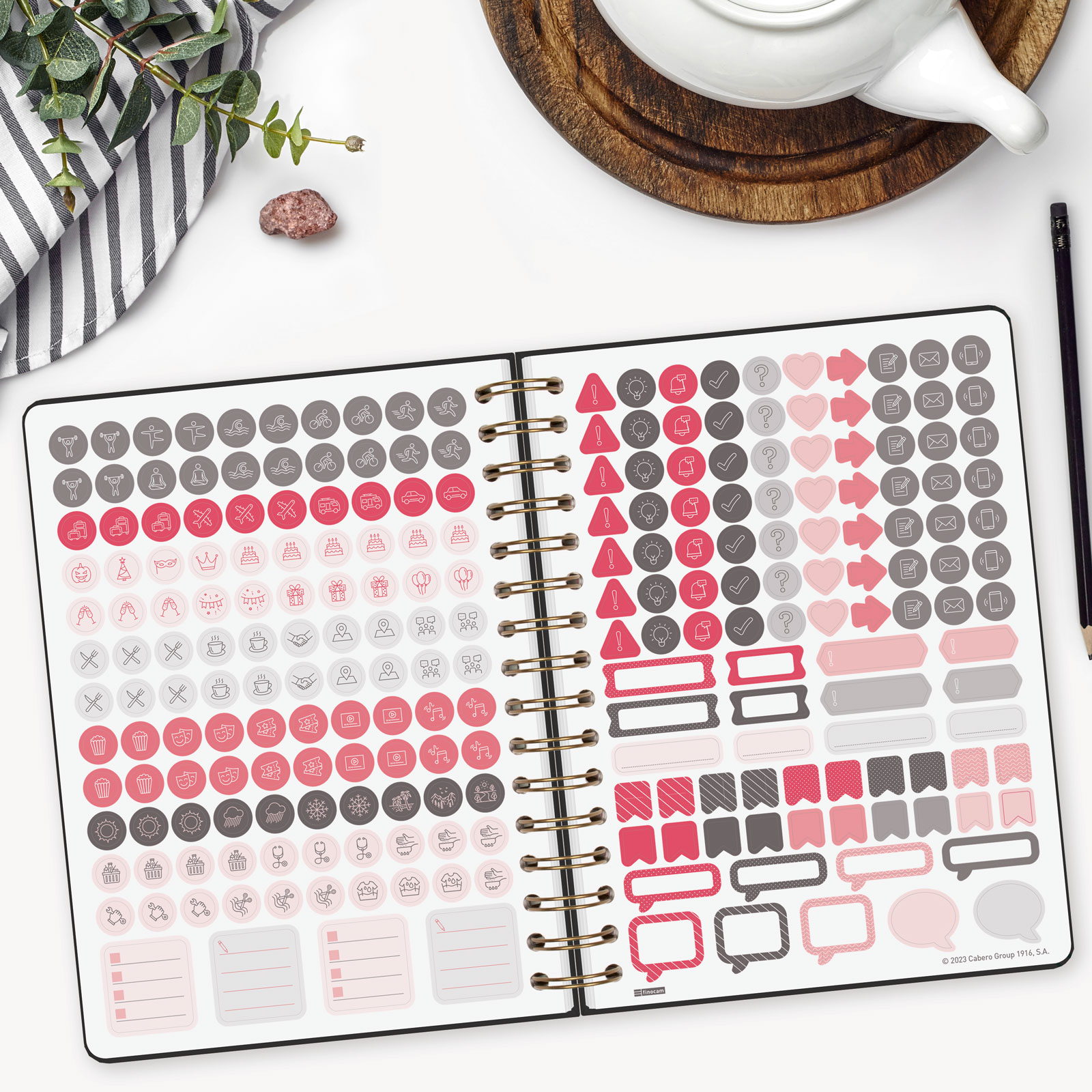 Agenda espiral doble año 2026 Trendy Alma E10-155x212 mm 1 Día Página Finocam negro castellano multilingüe 4