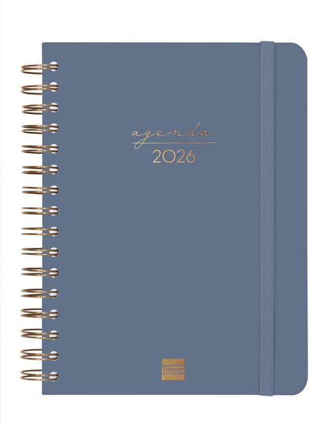 Imagen 0 de Agenda espiral doble año 2026 Trendy Alma E10-155x212 mm 1 Día Página Finocam azul castellano multilingüe