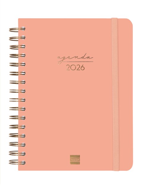 Imagen 0 de Agenda espiral doble año 2026 Trendy Alma E10-155x212 mm 1 Día Página Finocam coral castellano multilingüe