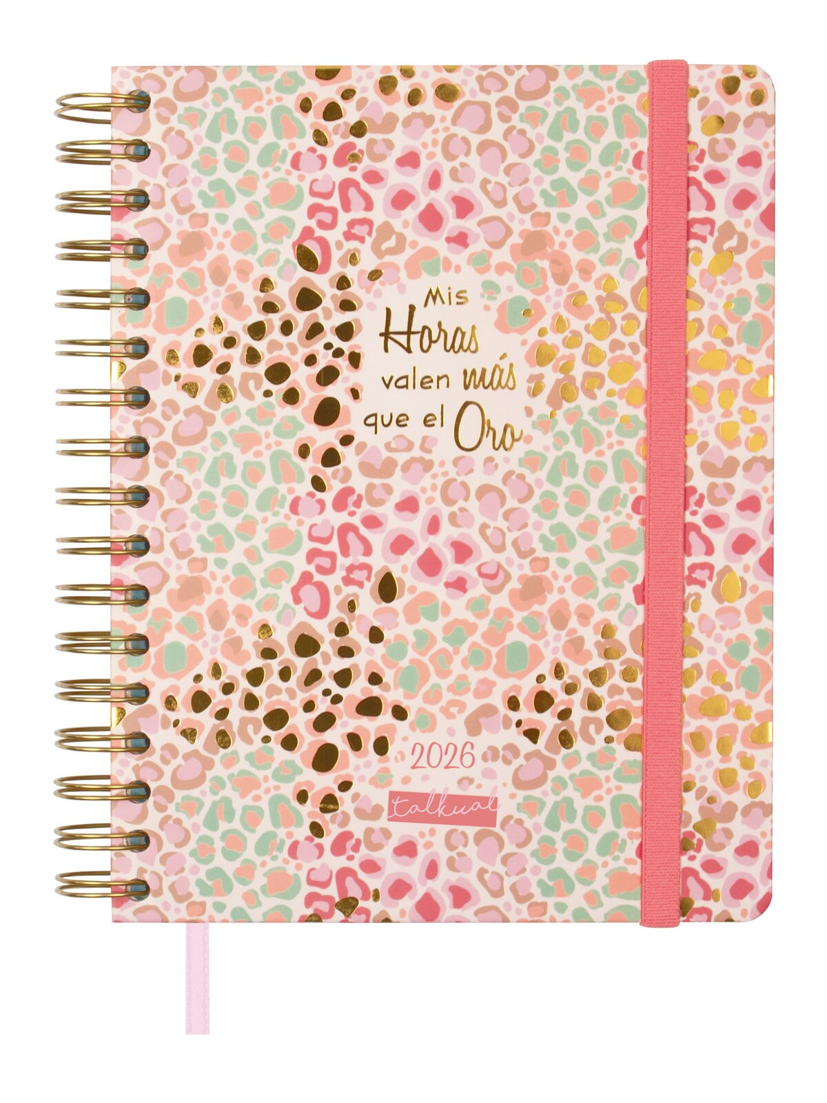 Agenda espiral doble año 2026 Talkual 4º-155x217 mm Semana Vista Horizontal Oro Finocam multicolor castellano Multicolor-1