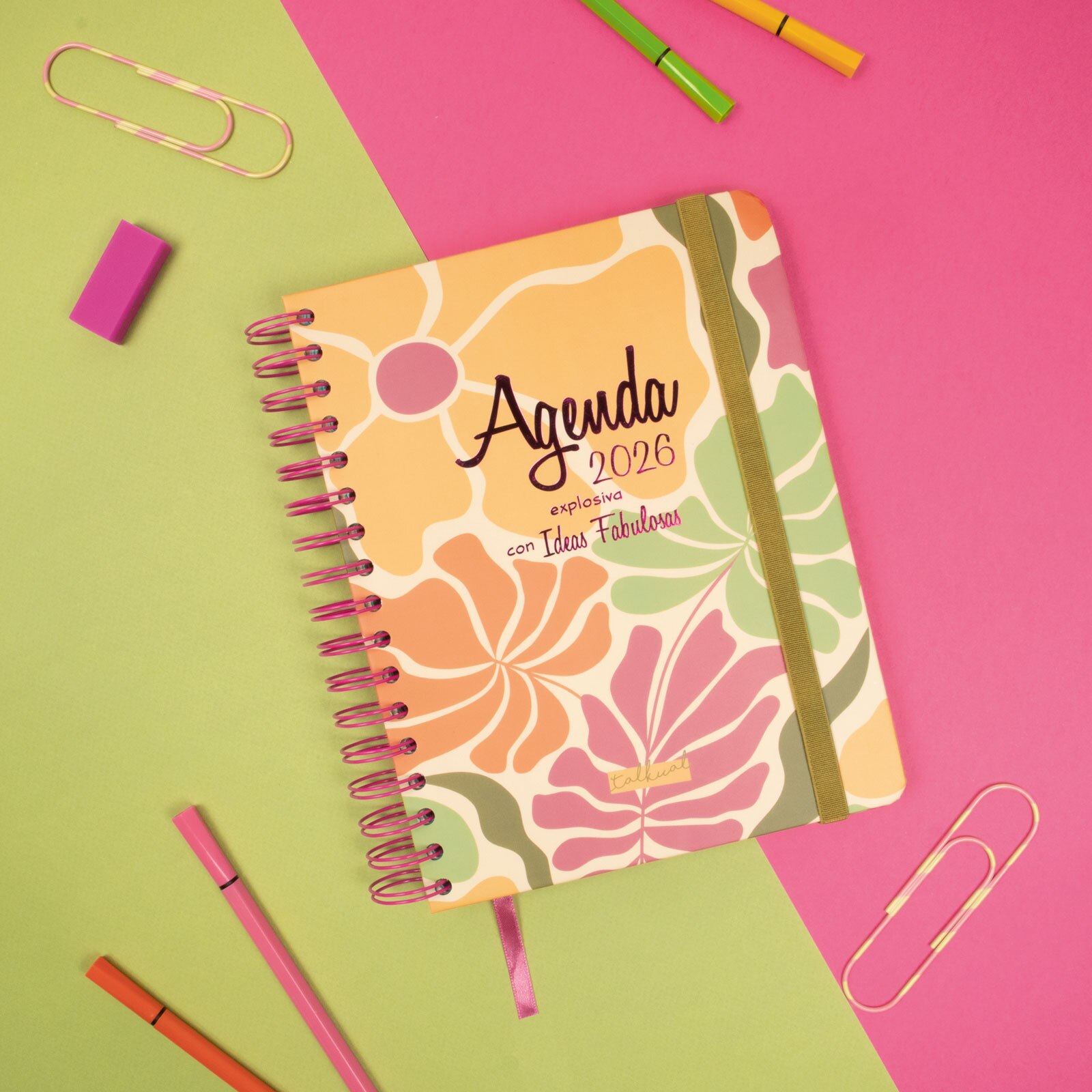 Agenda espiral doble año 2026 Talkual 4º-155x217 mm Semana Vista Horizontal Ideas Finocam multicolor castellano Multicolor-2