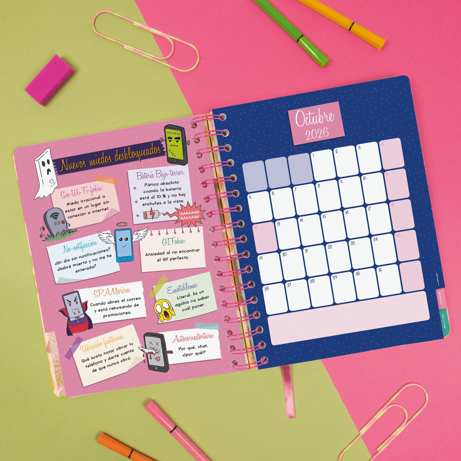 Agenda espiral doble año 2026 Talkual 4º-155x217 mm Semana Vista Horizontal Ideas Finocam multicolor castellano Multicolor-4
