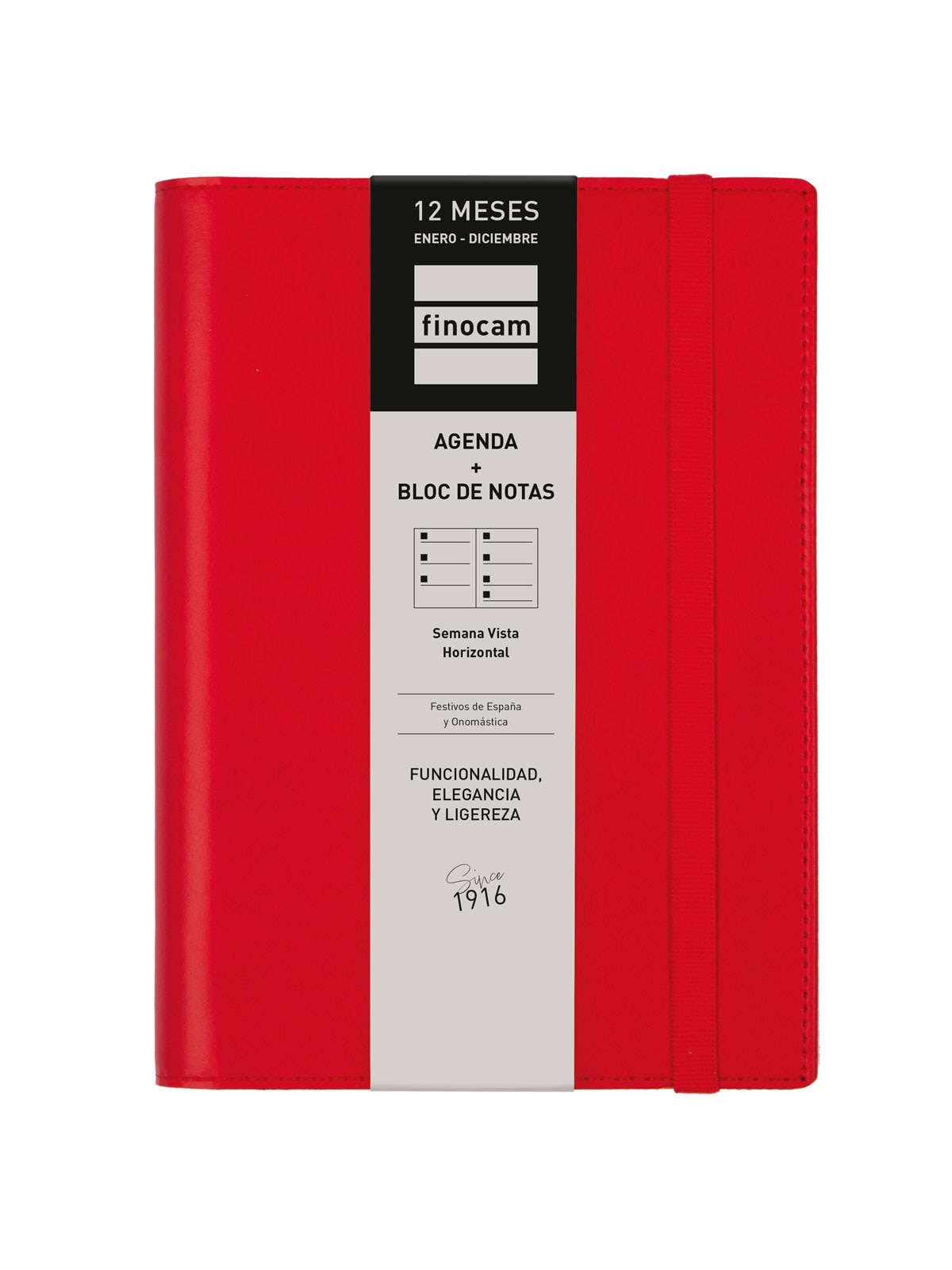 Agenda espiral con sobrecubierta y bloc de notas año 2026 Duoband E5-117x181 mm Semana Vista Horizontal Finocam rojo castellano Rojo-7