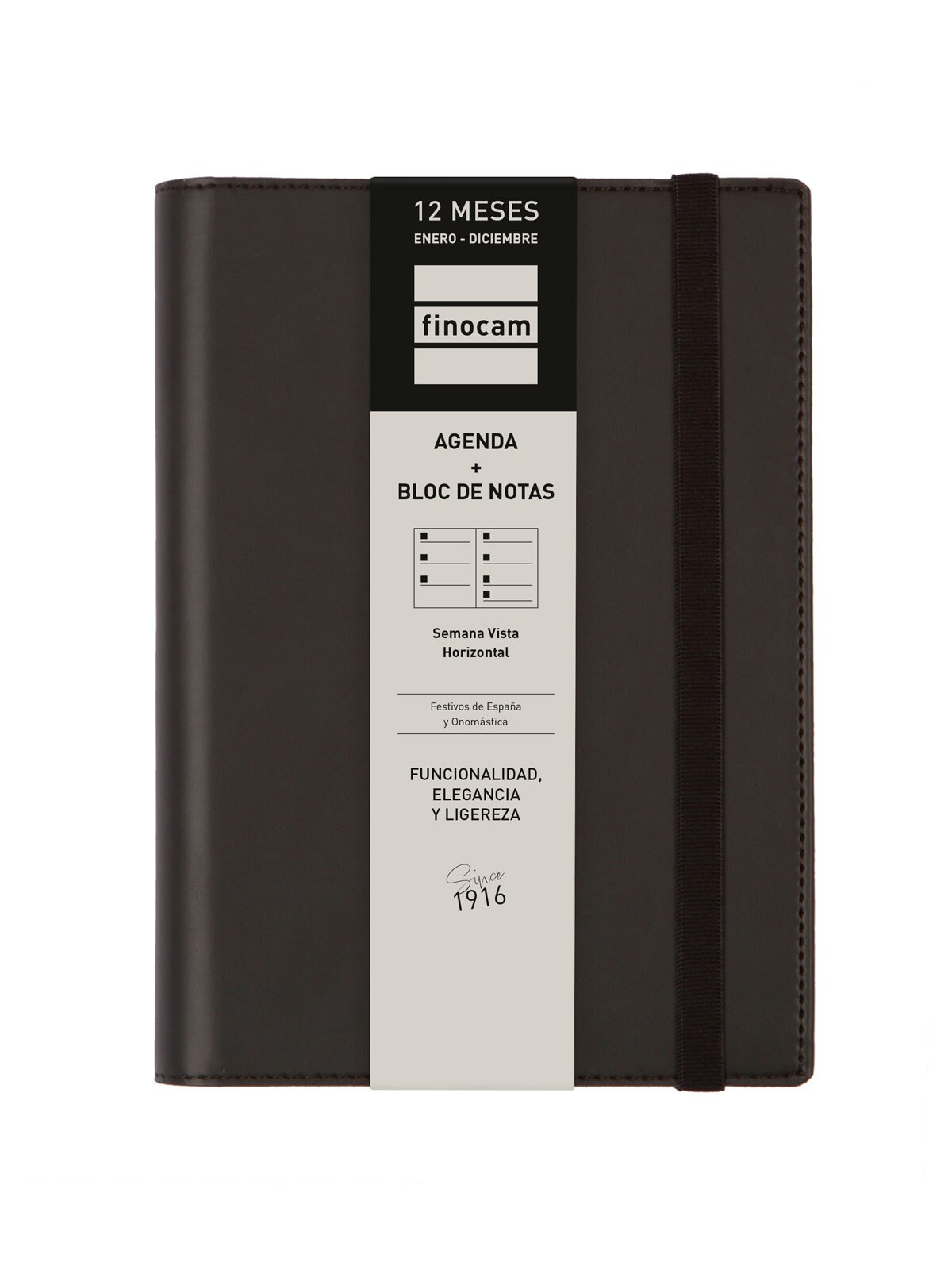 Agenda espiral con sobrecubierta y bloc de notas año 2026 Duoband E5-117x181 mm Semana Vista Horizontal Finocam negro castellano Negro-7