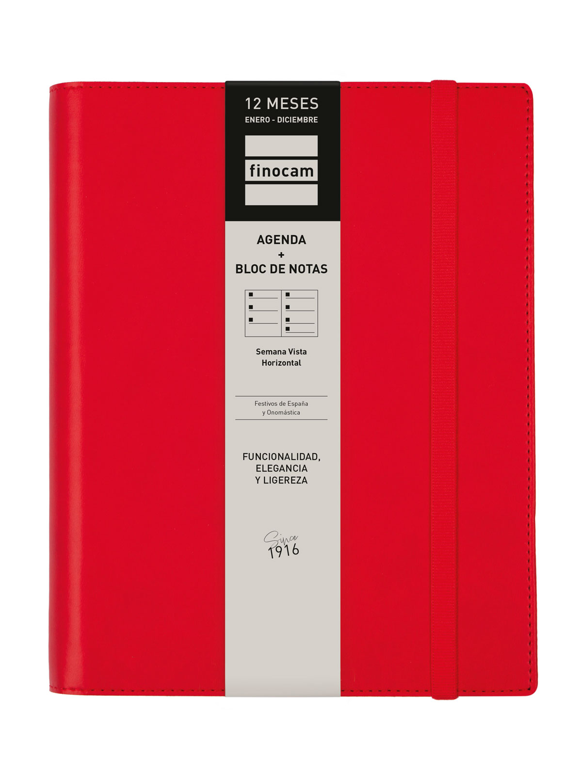 Agenda espiral con sobrecubierta y bloc de notas año 2026 Duoband E10-155x212 mm Semana Vista Horizontal Finocam rojo castellano Rojo-7
