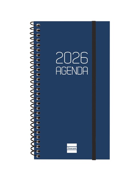 Imagen 0 de Agenda año 2026 Espiral Basics Opaque E9-94x171 mm Semana Vista Horizontal Finocam azul catalán