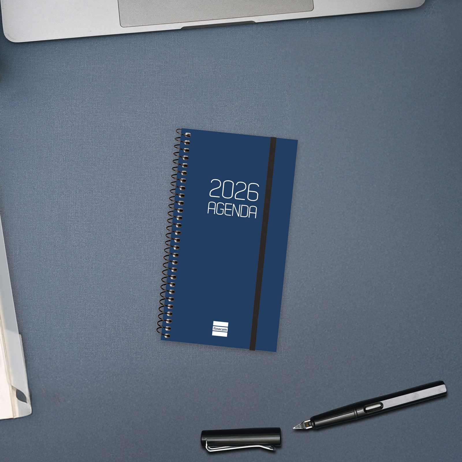 Agenda año 2026 Espiral Basics Opaque E9-94x171 mm Semana Vista Horizontal Finocam azul catalán Azul-2