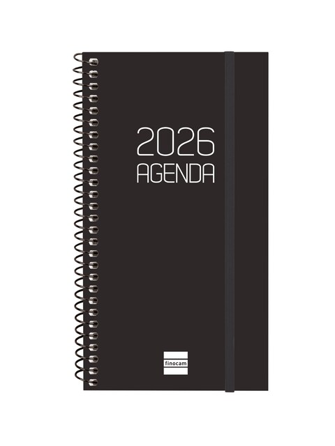 Imagen 0 de Agenda año 2026 Espiral Basics Opaque E9-94x171 mm Semana Vista Horizontal Finocam negro catalán