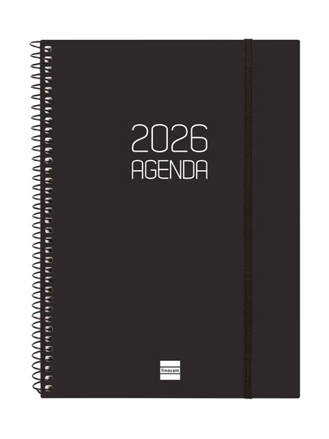 Imagen 0 de Agenda año 2026 Espiral Basics Opaque E10-155x212 mm Semana Vista Vertical Finocam negro catalán