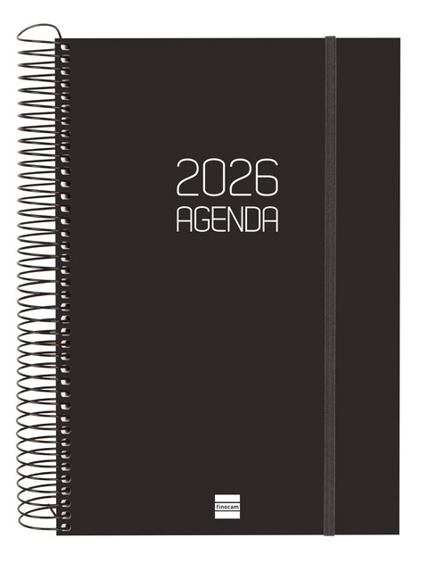 Imagen 0 de Agenda año 2026 Espiral Basics Opaque E11- 165x242 mm 1 Día Página Finocam negro catalán