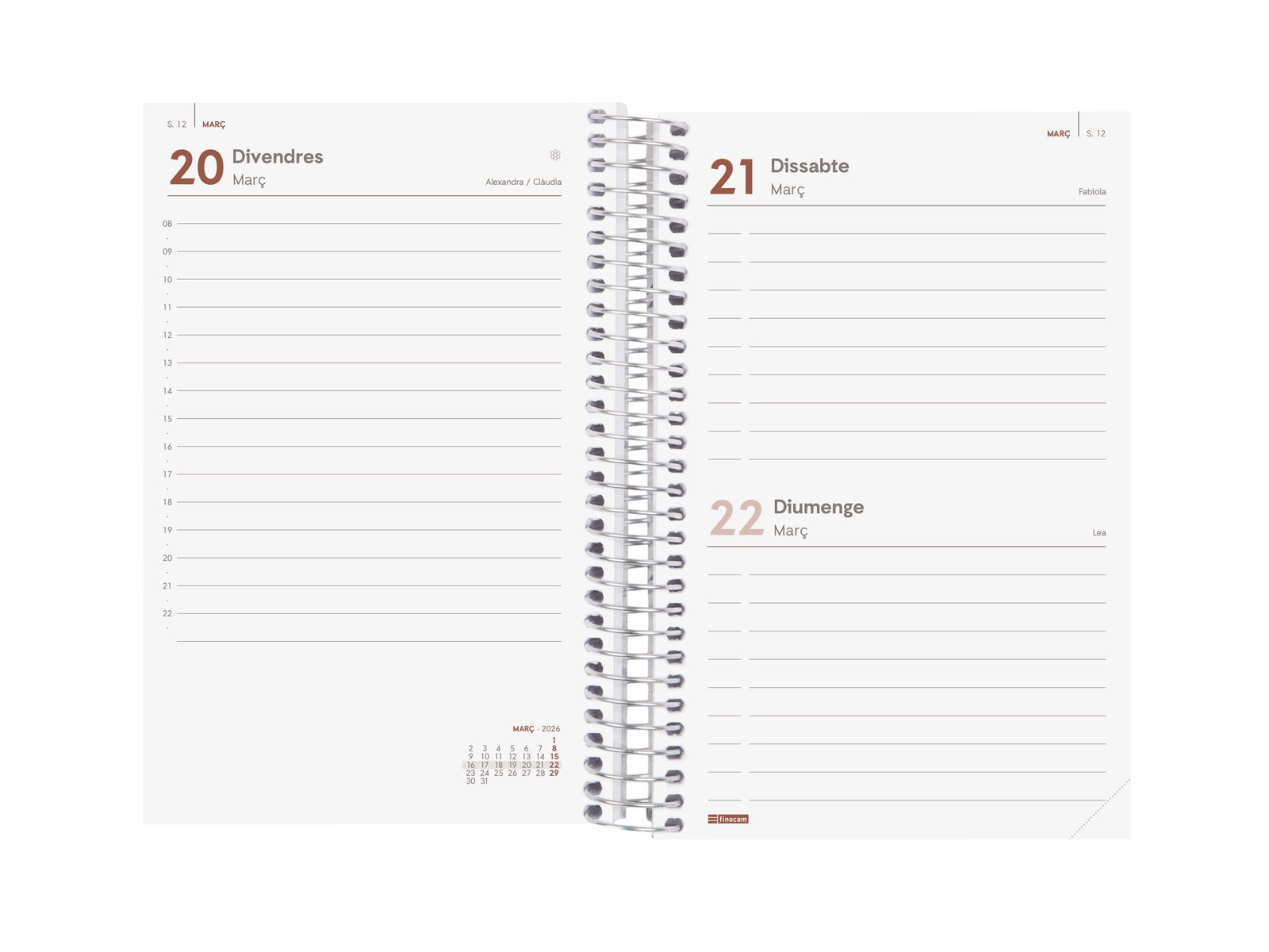 Agenda año 2026 Espiral Basics Year E5-117x181 mm 1 Día Página Finocam rojo catalán 4