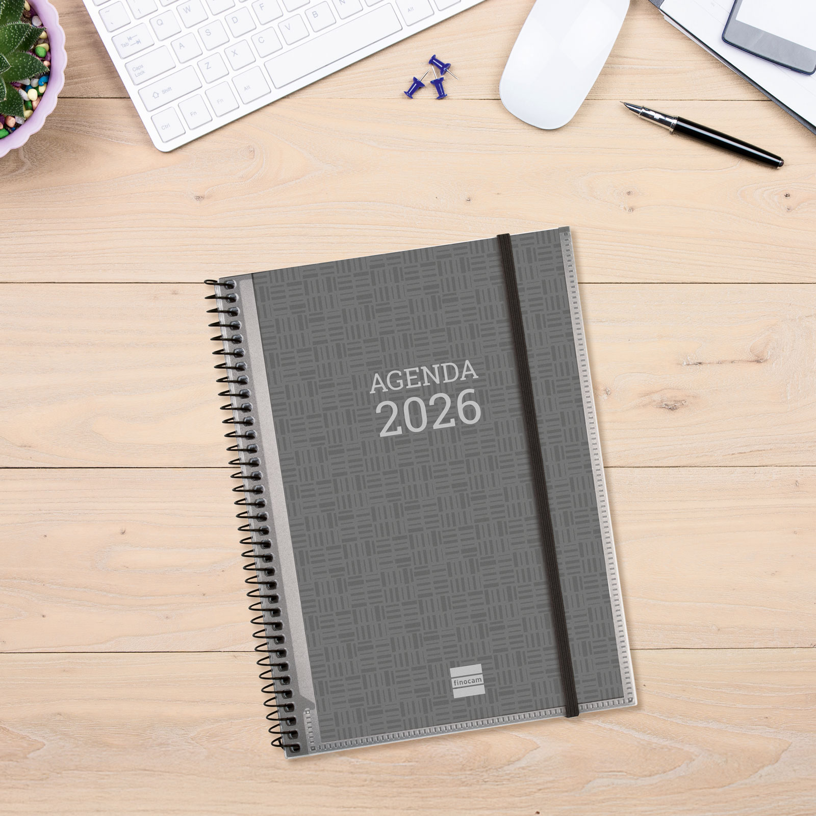 Agenda año 2026 Espiral Basics Personalizable E10-155x212 mm Semana Vista Horizontal Finocam catalán Multicolor-2