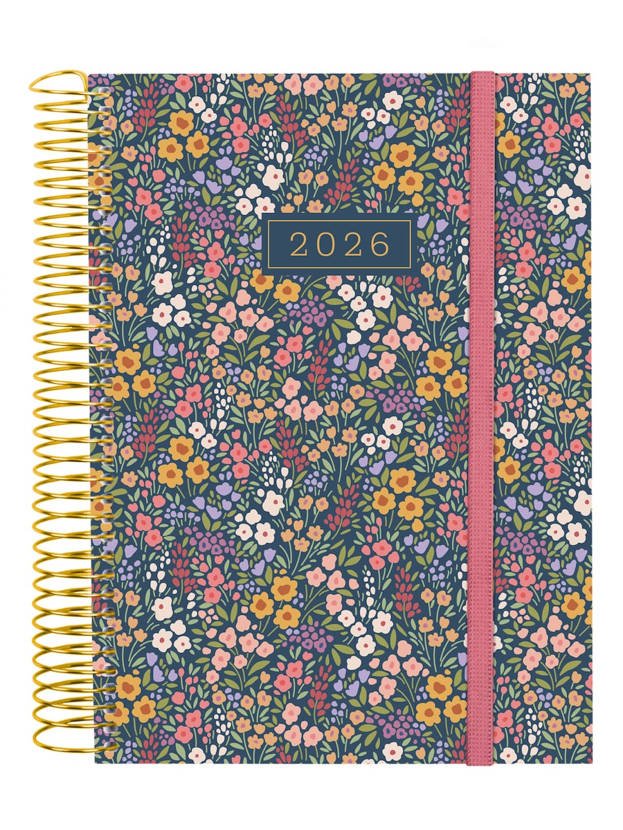 Agenda año 2026 Espiral Trendy Design Collection E10-155x212 mm 1 Día Página Flora Finocam multicolor catalán multilingüe 1
