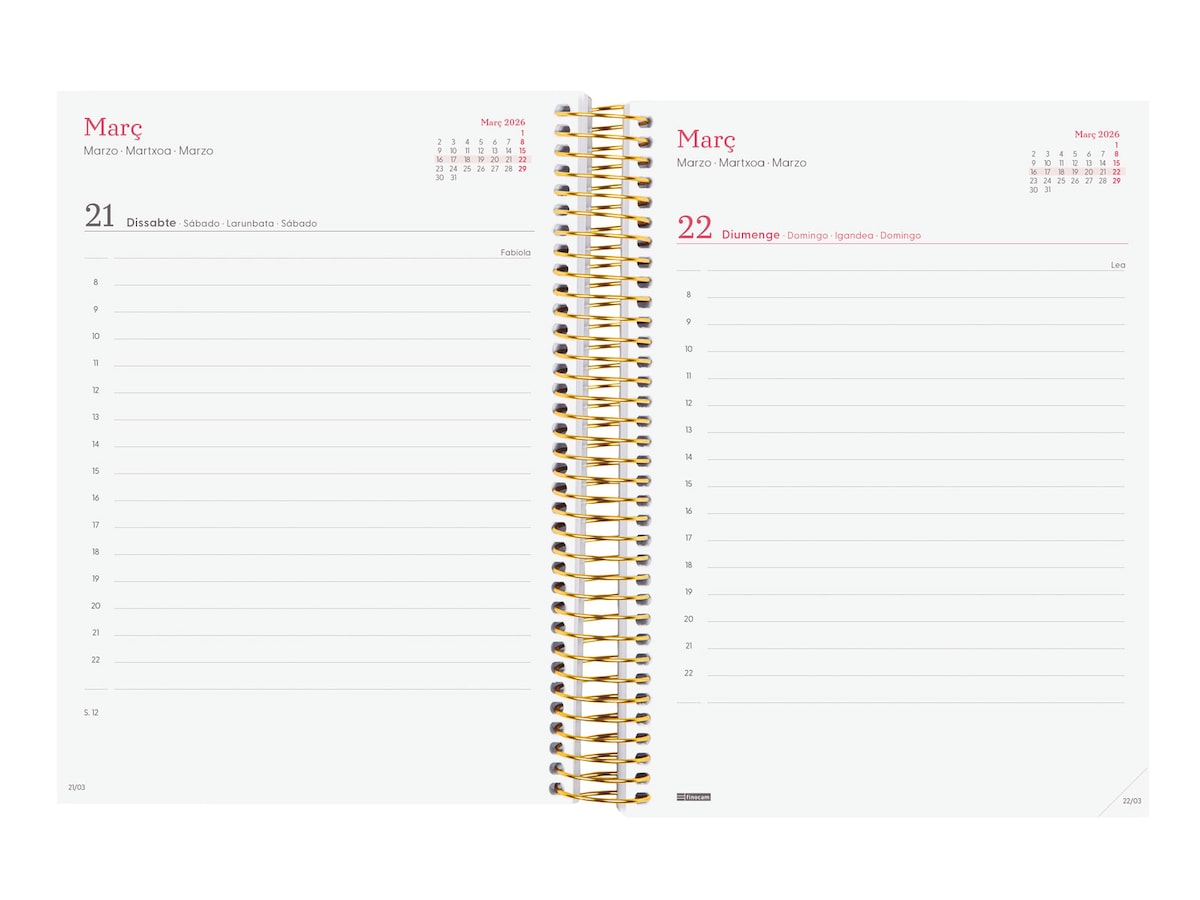 Agenda año 2026 Espiral Trendy Design Collection E10-155x212 mm 1 Día Página Flora Finocam multicolor catalán multilingüe 4