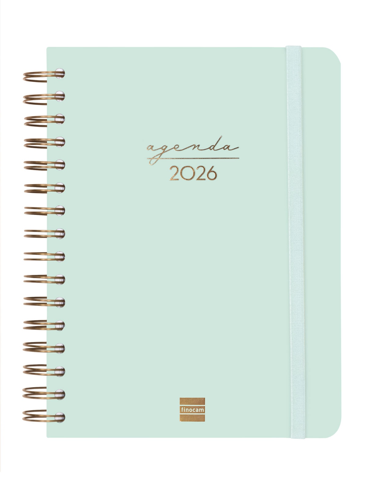 Agenda espiral doble año 2026 Trendy Alma E10-155x212 mm 1 Día Página Finocam menta catalán multilingüe 1