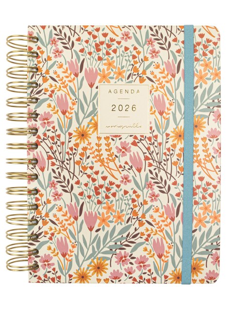 Imagen 0 de Agenda espiral doble año 2026 Moniquilla E10-155x212 mm 1 Día Página Espiga Finocam multicolor catalán