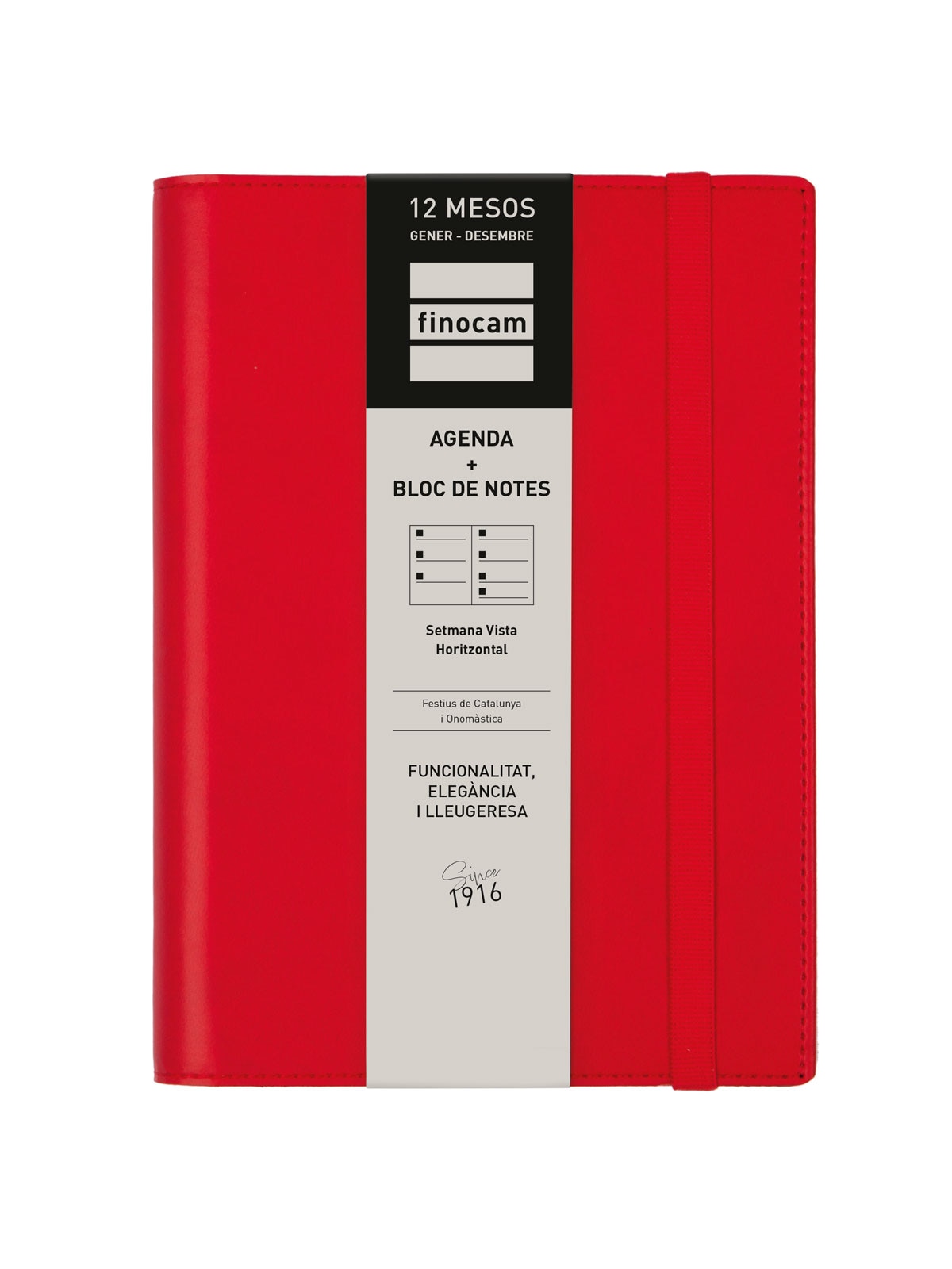 Agenda espiral con sobrecubierta y bloc de notas año 2026 Duoband E5-117x181 mm Semana Vista Horizontal Finocam rojo catalán Rojo-7