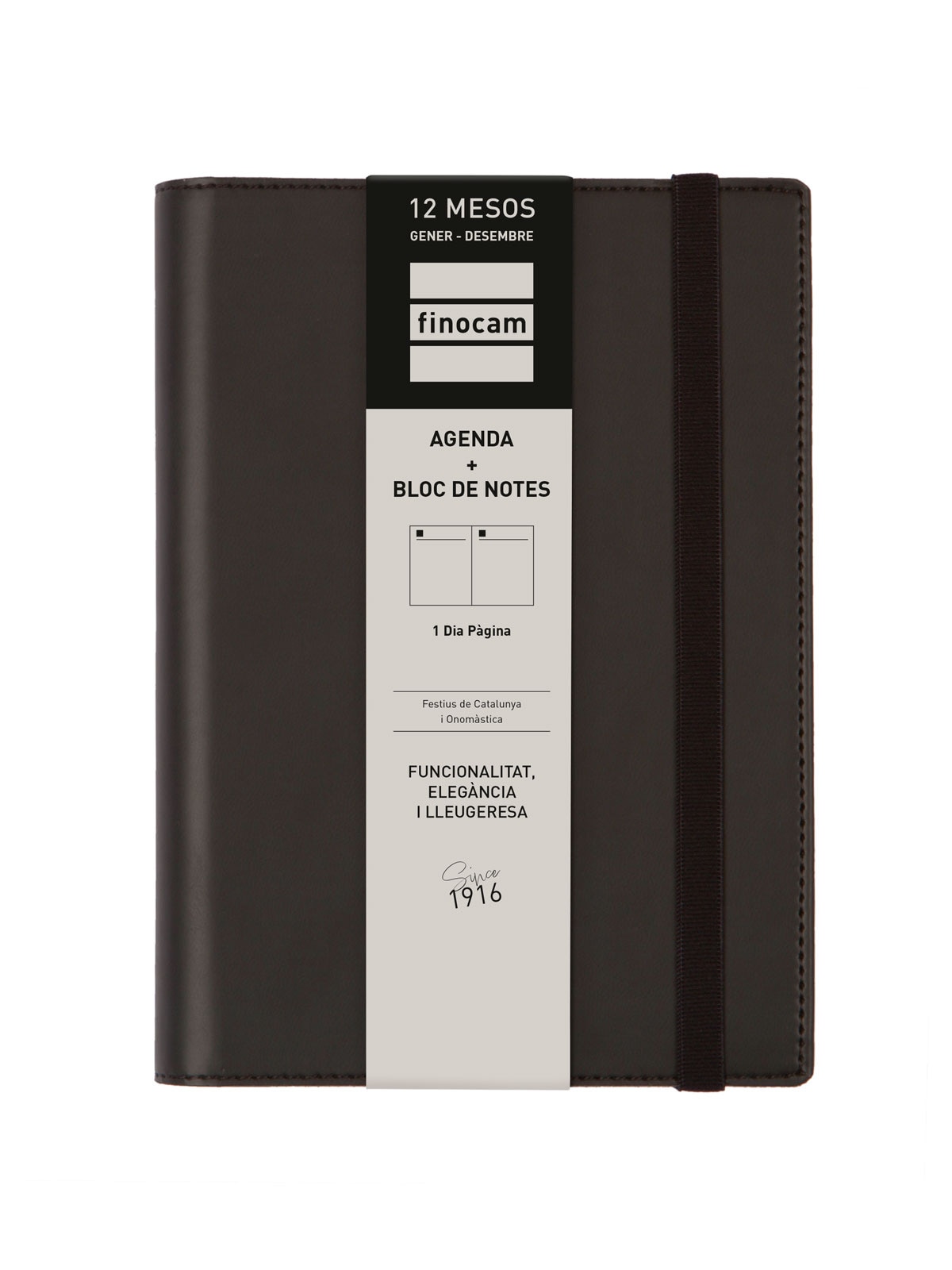 Agenda espiral con sobrecubierta y bloc de notas año 2026 Duoband E5-117x181 mm 1 Día Página Finocam negro catalán 7