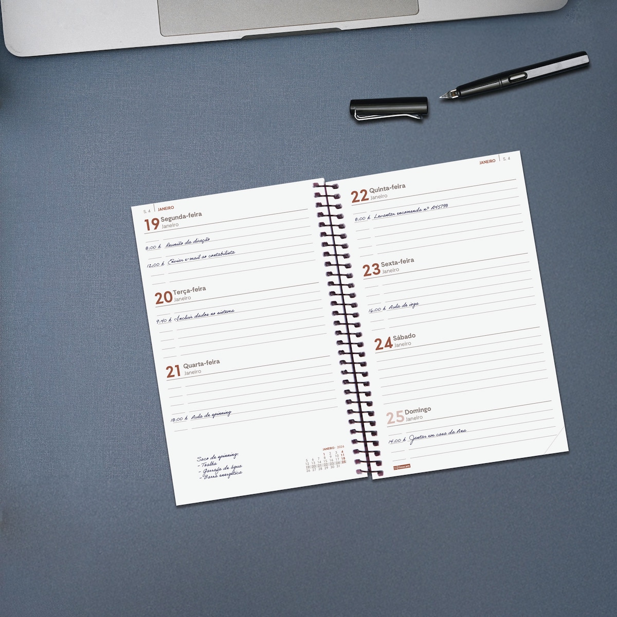 Agenda año 2026 Espiral Beta E5-117x181 mm Semana Vista Horizontal Finocam verde portugués Verde-3