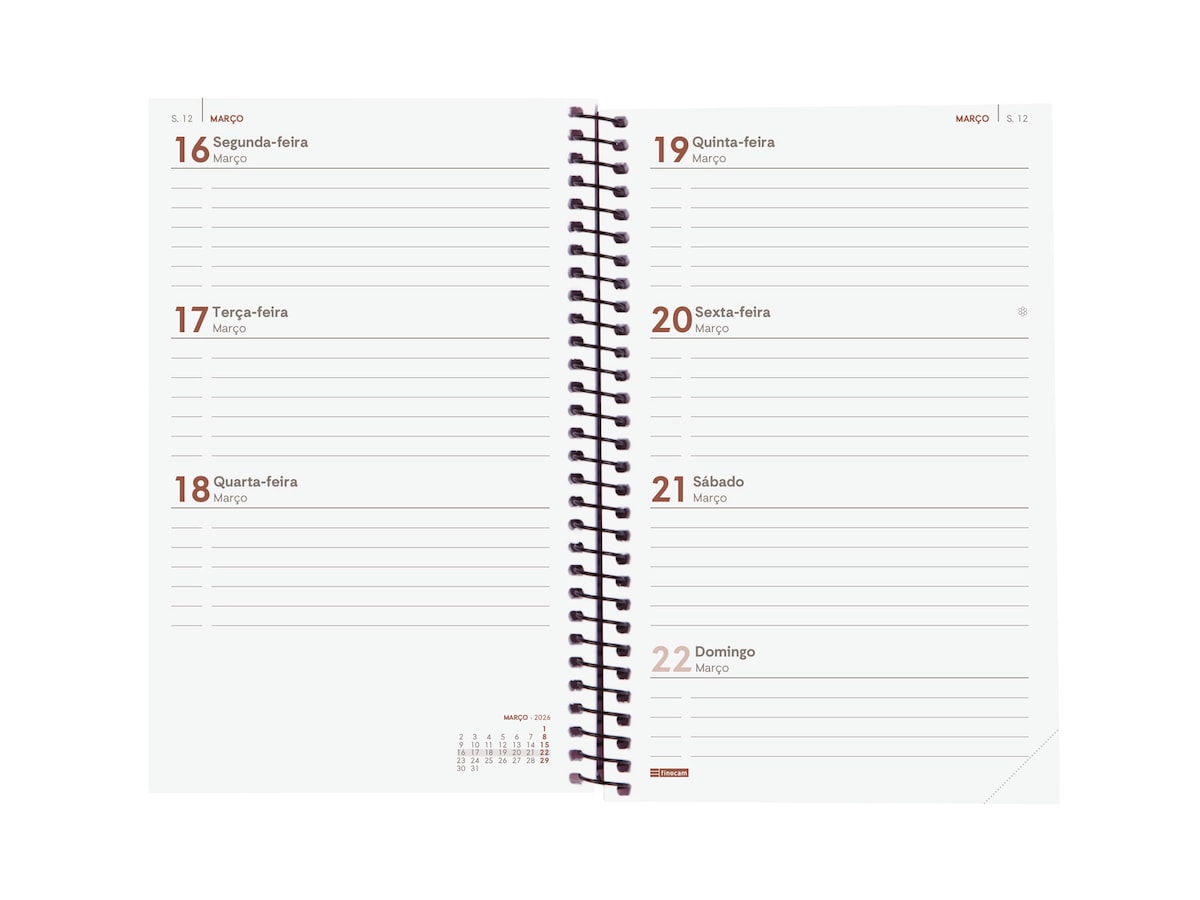 Agenda año 2026 Espiral Beta E5-117x181 mm Semana Vista Horizontal Finocam verde portugués Verde-4