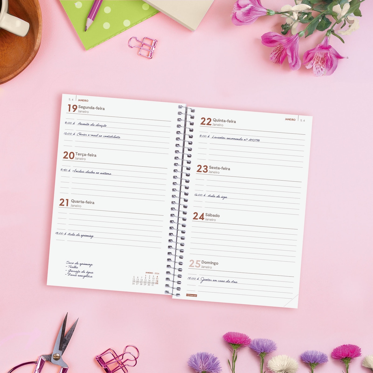 Agenda año 2026 Espiral Beta E5-117x181 mm Semana Vista Horizontal Imposible Finocam multicolor portugués Multicolor-3