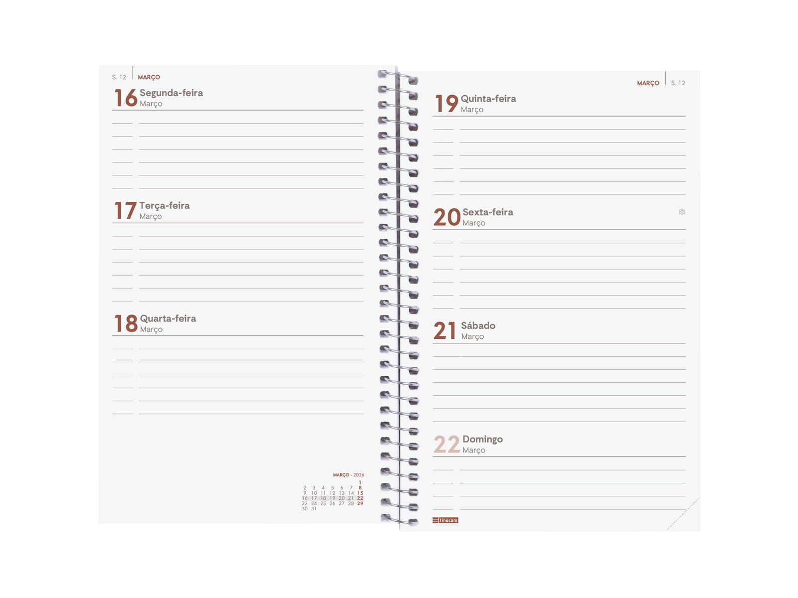 Agenda año 2026 Espiral Beta E5-117x181 mm Semana Vista Horizontal Imposible Finocam multicolor portugués Multicolor-4