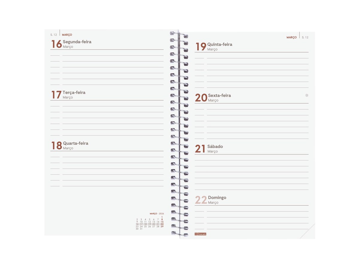 Agenda año 2026 Espiral Beta E5-117x181 mm Semana Vista Horizontal Imposible Finocam multicolor portugués Multicolor-4