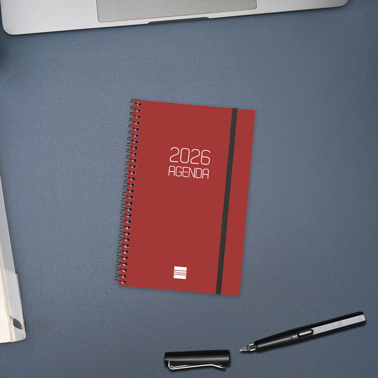 Agenda año 2026 Espiral Beta E5-117x181 mm Semana Vista Horizontal Finocam rojo portugués Rojo-2