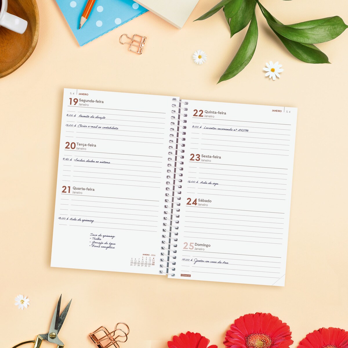 Agenda año 2026 Espiral Beta E5-117x181 mm Semana Vista Horizontal Ahora Finocam multicolor portugués Multicolor-3