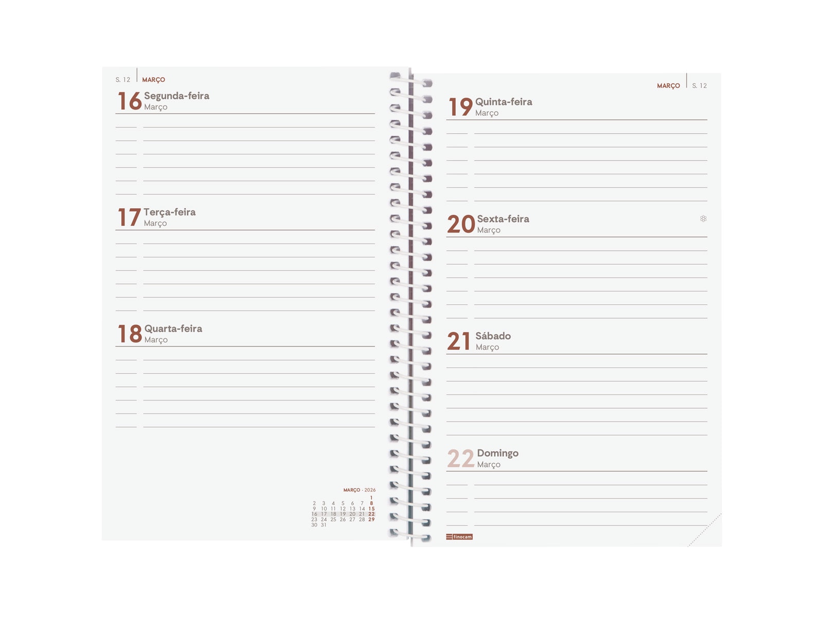 Agenda año 2026 Espiral Beta E5-117x181 mm Semana Vista Horizontal Ahora Finocam multicolor portugués Multicolor-4