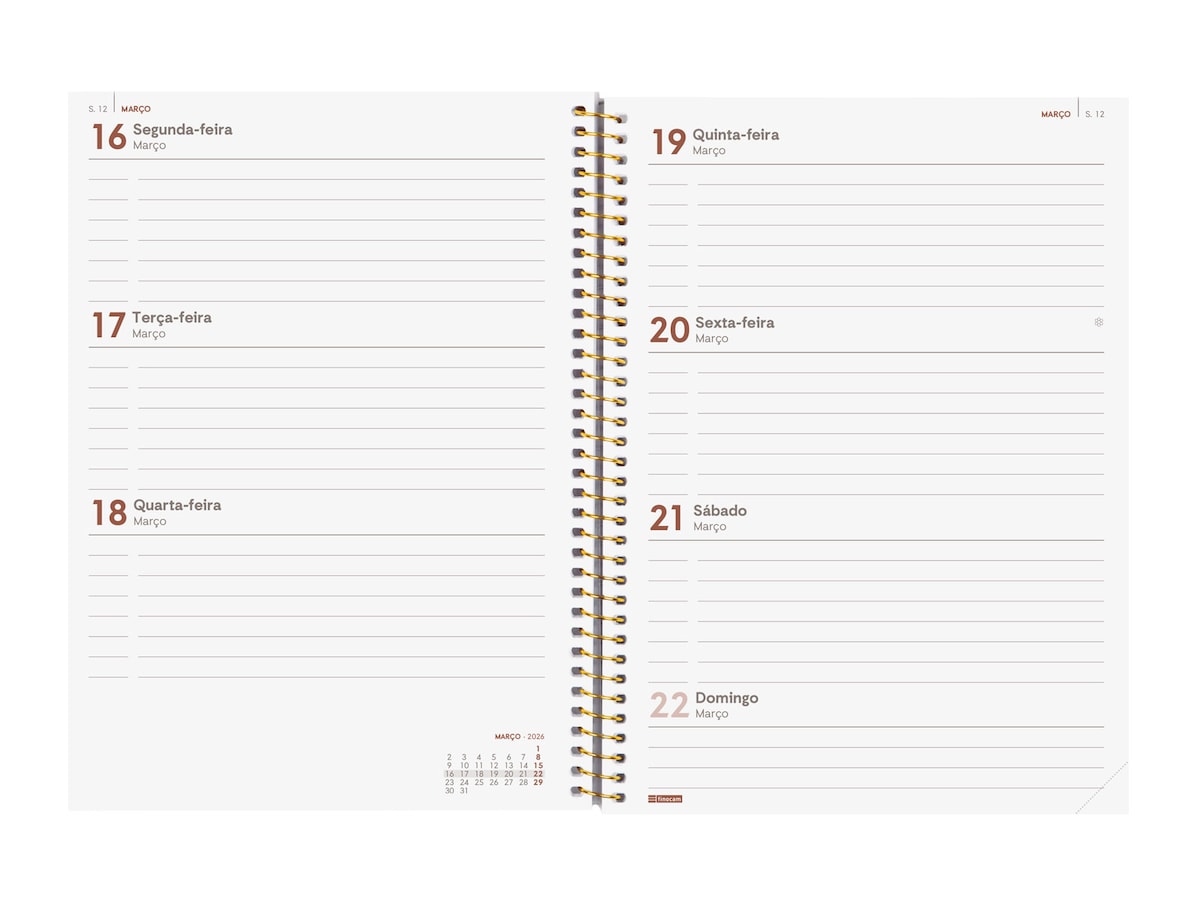 Agenda año 2026 Espiral Beta E10-155x212 mm Semana Vista Horizontal Flora Finocam multicolor portugués Multicolor-4