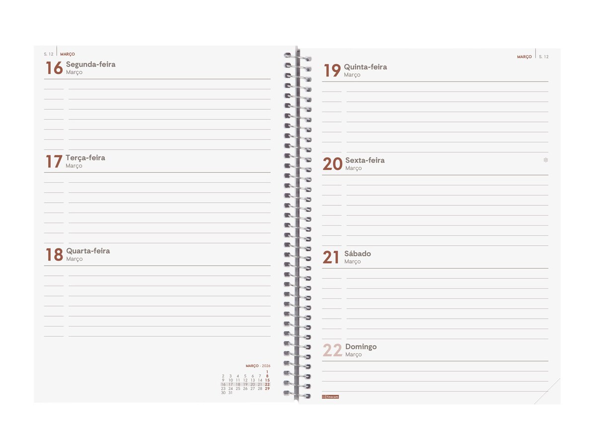 Agenda año 2026 Espiral Beta E10-155x212 mm Semana Vista Horizontal Imposible Finocam multicolor portugués Multicolor-4