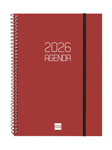 Imagen 0 de Agenda año 2026 Espiral Beta E10-155x212 mm Semana Vista Horizontal Finocam rojo portugués