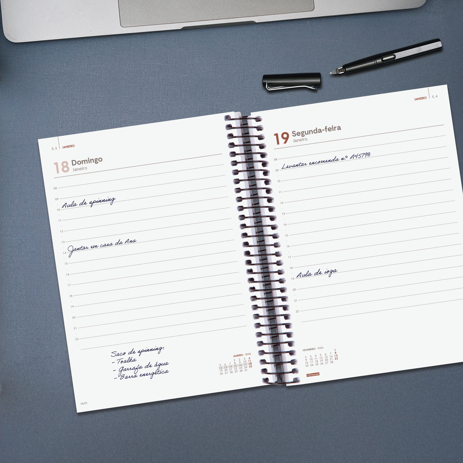 Agenda año 2026 Espiral Beta E10-155x212 mm 1 Día Página Finocam naranja portugués 3