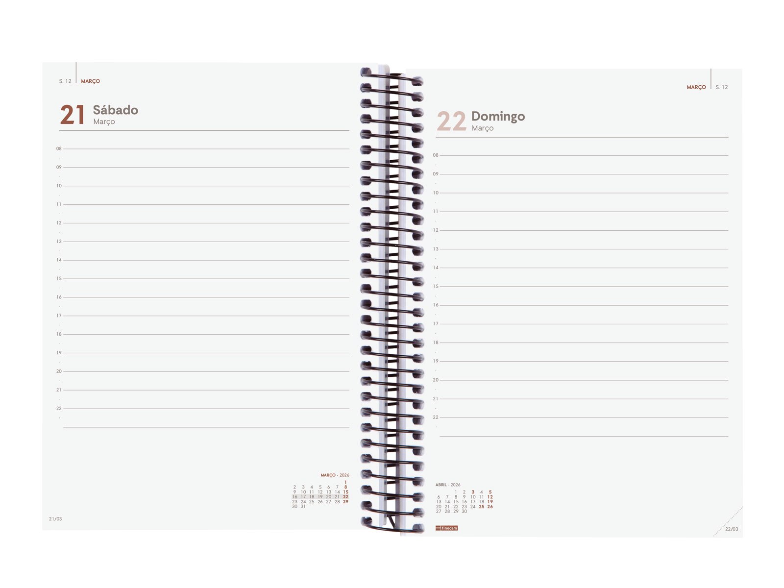 Agenda año 2026 Espiral Beta E10-155x212 mm 1 Día Página Finocam naranja portugués 4