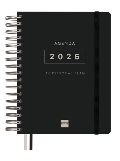 Imagen 0 de Agenda espiral doble año 2026 Tempus 4º-155x217 mm 1 Día Página Finocam negro castellano multilingüe